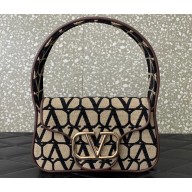 Valentino Toile Iconographe VLogo Signature Small Hobo Bag Black 2024