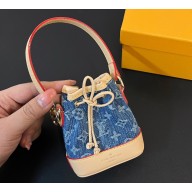 Louis Vuitton Monogram Denim canvas Micro Noe Bag Charm New LV Remix M01700