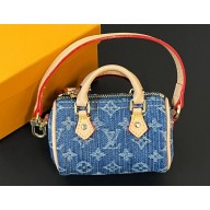 Louis Vuitton Monogram Denim canvas Micro Speedy Bag Charm New LV Remix M01701