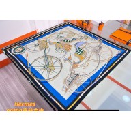 Hermes Voitures en Equilibre scarf 90x90cm in silk twill Blue 2024