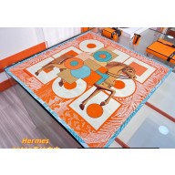 Hermes Cavalier en Formes scarf 90x90cm in silk twill Orange 2024