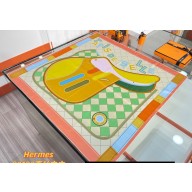 Hermes Tapis de Selle double face scarf 90x90cm in silk twill Green 2024