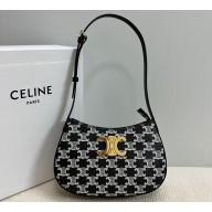 Celine MEDIUM TILLY BAG in Triomphe canvas and calfskin Black 2024