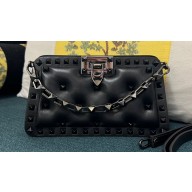 Valentino Rockstud Clutch Bag In Padded Nappa Black 2024