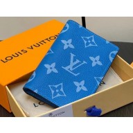 Louis Vuitton Taiga cowhide leather and Monogram canvas Pocket Organizer Wallet M83095 Blue 2024