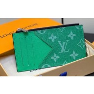 Louis Vuitton Taiga cowhide leather and Monogram canvas Coin Card Holder M83102 Green 2024
