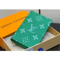 Louis Vuitton Taiga cowhide leather and Monogram canvas Pocket Organizer Wallet M83101 Green 2024