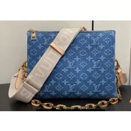 Louis Vuitton Monogram Denim Coussin PM Bag M24564 Blue New LV Remix 2024