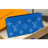 Louis Vuitton Taiga cowhide leather and Monogram canvas Coin Card Holder M83102 Blue 2024