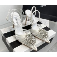 Aquazzura Heel 11cm Crystal Margarita Pumps Satin White 2024