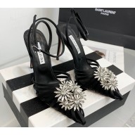 Aquazzura Heel 11cm Crystal Margarita Pumps Satin Black 2024