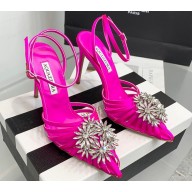 Aquazzura Heel 11cm Crystal Margarita Pumps Satin Fuchsia 2024