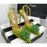 Aquazzura Heel 11cm Crystal Margarita Pumps Satin Green 2024