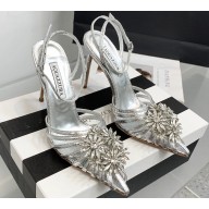 Aquazzura Heel 11cm Crystal Margarita Pumps Leather Silver 2024