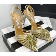 Aquazzura Heel 11cm Crystal Margarita Pumps Leather Multicolor Gold 2024