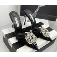 Aquazzura Heel 11cm Crystal Margarita Slingback Pumps Satin Black 2024