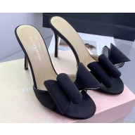 Mach & Mach Heel 9.5cm Le Cadeau Double Bow Mules in Satin Black 2024