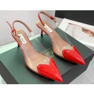 Alaia Heel 6cm Le Cœur Slingbacks In Patent Lambskin Red 2024