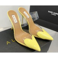 Alaia Heel 10.5cm Le Cœur Mules In Patent Calfskin Yellow 2024
