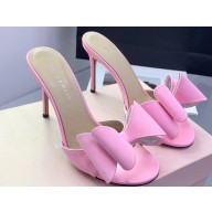 Mach & Mach Heel 9.5cm Le Cadeau Double Bow Mules in Satin Pink 2024