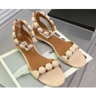 Alaia Bombe Flat Sandals In Suede Leather Beige 2024