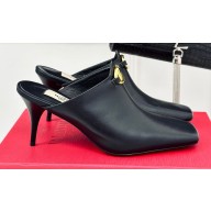 Valentino Heel 7.5cm The Bold Edition VLogo Mules Leather Black 2024