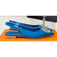 Louis Vuitton Heel 1.5cm LV Night Met Slingback Ballerinas in Satin Blue 2024