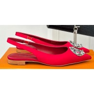 Louis Vuitton Heel 1.5cm LV Night Met Slingback Ballerinas in Satin Red 2024