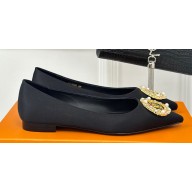 Louis Vuitton Heel 1.5cm LV Night Met Ballerinas in Satin Black 2024