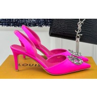 Louis Vuitton Heel 7cm/9cm LV Night Met Slingback Pumps in Satin Fuchsia 2024