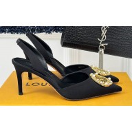 Louis Vuitton Heel 7cm/9cm LV Night Met Slingback Pumps in Satin Black 2024