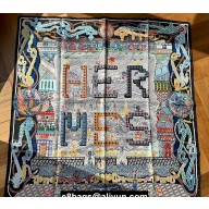 Hermes scarf 90x90cm in silk twill Top Quality 09 2024