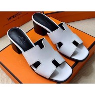 Hermes Helia 60 sandals White in suede goatskin with "H" cut-out details Top Quality 2024