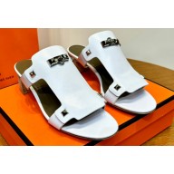 Hermes Invincible 50 sandals White in Calfskin with iconic Medor studs Top Quality 2024