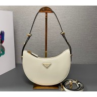 Prada Arqué leather shoulder bag 1BC194 White 2024