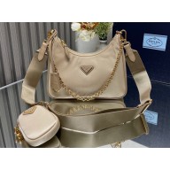 Prada Re-Edition 2005 Re-Nylon Hobo Bag 1BH204 Beige/Gold 2024