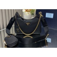 Prada Re-Edition 2005 Re-Nylon Hobo Bag 1BH204 Black/Gold 2024