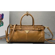 Prada Medium leather handbag with Short Handle 1BA426 Brown 2024