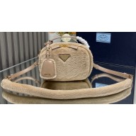 Prada Odette shearling mini-bag 1BH208 Beige 2024
