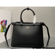Prada Buckle medium leather handbag with double belt 1BA417 Black 2024