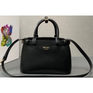 Prada Buckle small leather handbag with double belt 1BA418 Black 2024