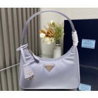 Prada Re-Edition 2000 Re-Nylon and Saffiano Mini Hobo Bag 1NE515 Pale Purple/Gold 2024