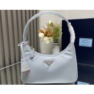Prada Re-Edition 2000 Re-Nylon and Saffiano Mini Hobo Bag 1NE515 Pale Blue/Gold 2024