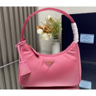 Prada Re-Edition 2000 Re-Nylon and Saffiano Mini Hobo Bag 1NE515 Pink/Gold 2024