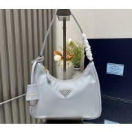 Prada Re-Edition 2005 Re-Nylon and Saffiano Mini Hobo Bag 1NE204 Pale Blue/Gold 2024
