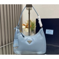 Prada Re-Edition 2005 Re-Nylon and Saffiano Mini Hobo Bag 1NE204 Sky Blue/Gold 2024