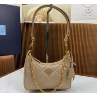 Prada Re-Edition 1995 Chaîne Re-Nylon Mini Hobo Bag 1BC204 Beige 2024