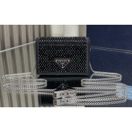 Prada Cardholder with shoulder strap and crystals Bag 1MR024 Black 2024