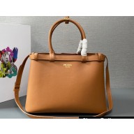 Prada Buckle medium leather handbag with double belt 1BA417 Brown 2024