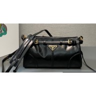Prada Small leather shoulder bag 1BH215 Black 2024